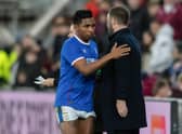 Rangers manager Michael Beale and Alfredo Morelos during a recent match at Tynecastle. (Photo by Mark Scates / SNS Group)