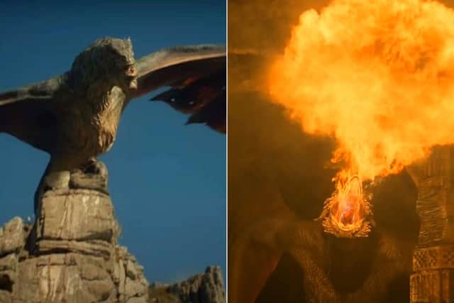 Vhagar and Dreamfyre are among the dragons on the greens side during House of the Dragon (HBO)