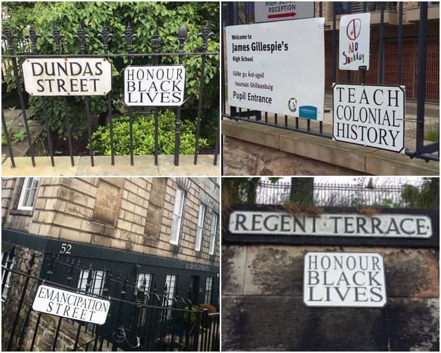The signs appeared around Edinburgh on Friday morning