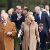 King Charles III and Queen Camilla attend the Christmas Day morning church service at St Mary Magdalene Church in Sandringham, Norfolk this morning ahead of the traditional Christmas Day broadcast at 3pm. PIC:Joe Giddens/PA Wire.