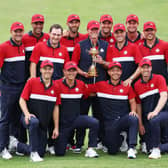 US captain Steve Stricker and his players celebrate winning the 43rd Ryder Cup at Whistling Straits in Kohler, Wisconsin. Picture: Richard Heathcote/Getty Images.