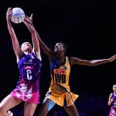 Claire Maxwell and Tonisha Rock-Yaw of Barbados compete when the sides last met in 2019. (Photo by Nathan Stirk/Getty Images)