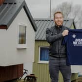 Sir Chis Hoy MBE at the Social Bite first village project in Edinburgh, to launch Break the Cycle, a 60-mile bike ride set up to fundraise £1m to build a further two village projects for people experiencing homelessness in Glasgow and London.