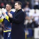 Rangers manager Michael Beale applauds the fans after the 3-0 win over St Mirren.