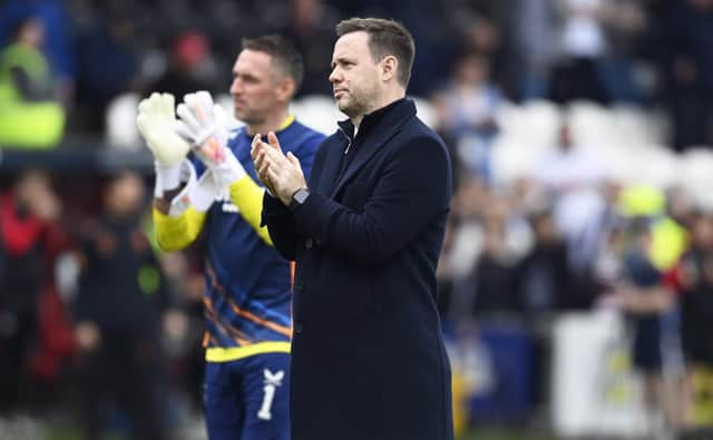 Rangers manager Michael Beale applauds the fans after the 3-0 win over St Mirren.