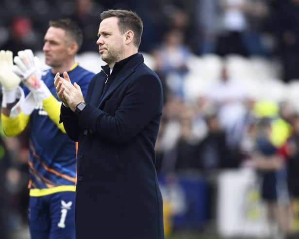 Rangers manager Michael Beale applauds the fans after the 3-0 win over St Mirren.