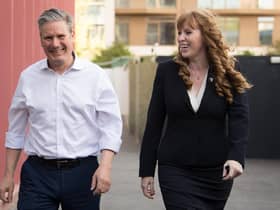 Labour Party leader Sir Keir Starmer and Deputy Leader Angela Rayner during a visit to The Construction Skills Centre in London.