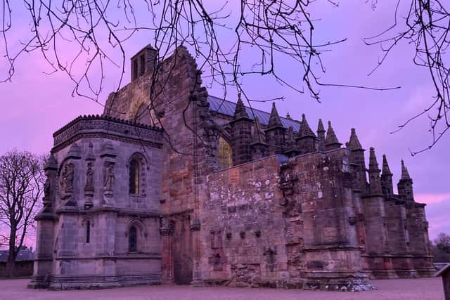 An incredible purple sky was seen over Rosslyn Chapel Director, Ian Gardner