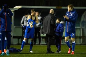Aaron Ramsey gives his Rangers shirt to a young fan after the 3-0 Scottish Cup victory over Annan Athletic at Galabank. (Photo by Rob Casey / SNS Group)