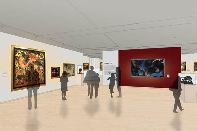 New exhibition galleries overlooking East Princes Street Gardens are being created as part of the overhaul of the Scottish National Gallery in Edinburgh.