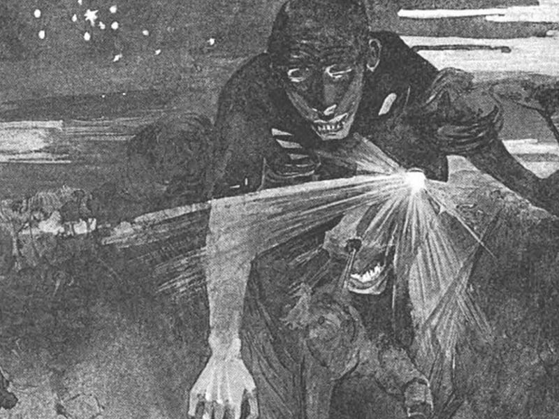 The Nuckelavee is a horse-like demon from Orcadian mythology that is described as a "grotesque hybrid" between a human and a horse. Although some mythological Scottish creatures have a morally grey nature, this beast was said to embody sheer evil and nothing else. The Nuckelavee was blamed for many blights and other hardships befalling the people of Orkney as it was said its breath was intensely venomous and would bring disease and death to any living being which was unfortunate enough to come into contact with it.