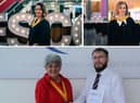 Graduates Dawn-Maree Wilson (top left), Lucy Forman and Gytis Kontrimas