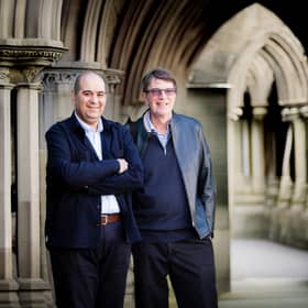 Elijah Nazarzadeh (CEO) and John Pritchard (chair) of Nebu-Flow, a former spin-out from the University of Glasgow.