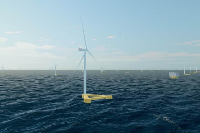 How the vast floating wind farm off the east coast of Scotland would look if it gets the go-ahead.
