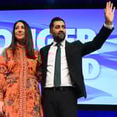 First Minister Humza Yousaf (right), flanked by his wife Nadia El-Nakla (left), at the SNP conference in Aberdeen in October last year. Picture: Andy Buchanan/AFP via Getty Images