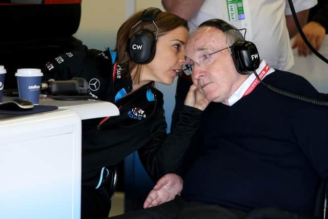 Sir Frank Williams and Williams Deputy Team Principal Claire Williams who both left the team in 2020. (Photo by Charles Coates/Getty Images)
