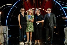 Drama and Entertainment category award accepted by (L-R) actor Sorcha Groundsell (who plays lead Kat Crighton in An t-Eilean), Black Camel Pictures’ Arabella Page Croft, and MG ALBA director of content, Margaret Cameron