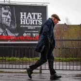 A 'Hate Hurts' billboard in Glasgow (Photo by Jeff J Mitchell/Getty Images)