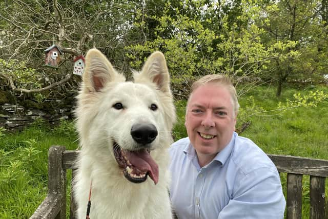 George Greer was inspired to come up with something news after a litter-strewn lochside walk with Swiss Shepherd, Noah