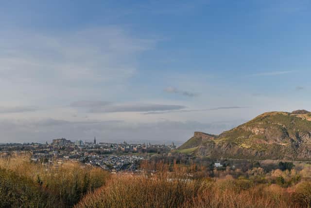 Views of Edinburgh skyline including Holyrood park from Craigmillar Castle. PIC: HES.