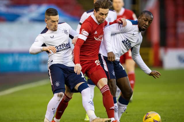 Aberdeen winger Scott Wright in action against Rangers, who are interested in signing him, at the weekend (Photo by Craig Williamson / SNS Group)
