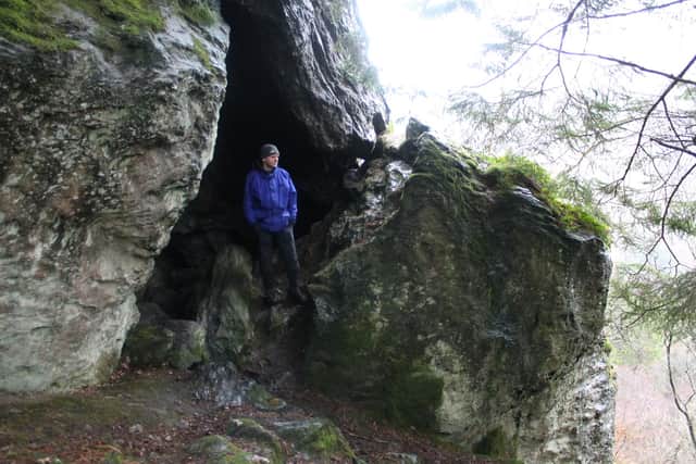 Author Patrick Baker pictured at the mouth of the Glen Loin caves in Argyll, a place that is shrouded in folklore, rumour and pride. PIC: Patrick Baker.