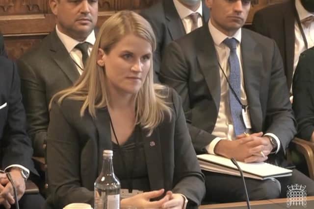 Facebook whistleblower Frances Haugen appeared before cross-party MPs of the Digital, Culture, Media and Sport Select Committee in the House of Commons on Monday 25 October. (Image credit: Parliamentlive.tv)
