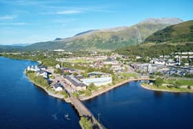 Drone image of the University of Highlands and Islands campus in Fort William