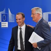 During the Brexit talks, Cabinet minister Dominic Raab threatened to end negotiations unless the EU gave way on one point, but backtracked when Michel Barnier called his bluff (Picture: John Thys/AFP via Getty Images)