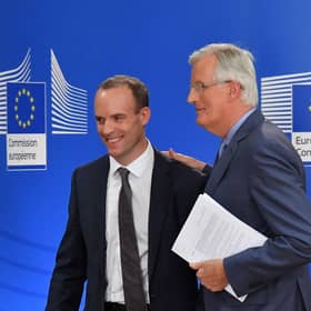 During the Brexit talks, Cabinet minister Dominic Raab threatened to end negotiations unless the EU gave way on one point, but backtracked when Michel Barnier called his bluff (Picture: John Thys/AFP via Getty Images)