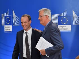 During the Brexit talks, Cabinet minister Dominic Raab threatened to end negotiations unless the EU gave way on one point, but backtracked when Michel Barnier called his bluff (Picture: John Thys/AFP via Getty Images)