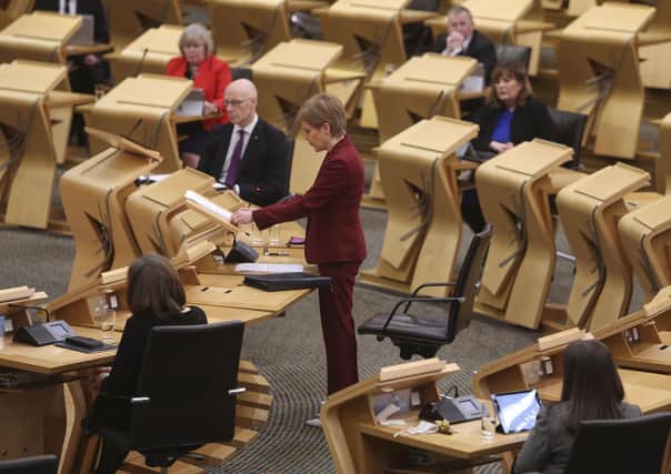 First Minister Nicola Sturgeon speaks in the Scottish Parliament. Picture: Fraser Bremner
