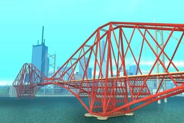 In GTA San Andreas, linking San Fierro with Las Venturas, Kincaid Bridge and Garver Bridge are based on both the Forth rail and road bridges. Kincaid Bridge is the same colour and design as the Forth Bridge, albeit with one instead of two cantilever sections.