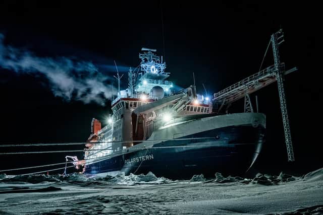 German research icebreaker Polarstern was lodged in an Arctic ice floe for a year, providing a base for the Mosaic research team. Picture: Lukas Piotrowski