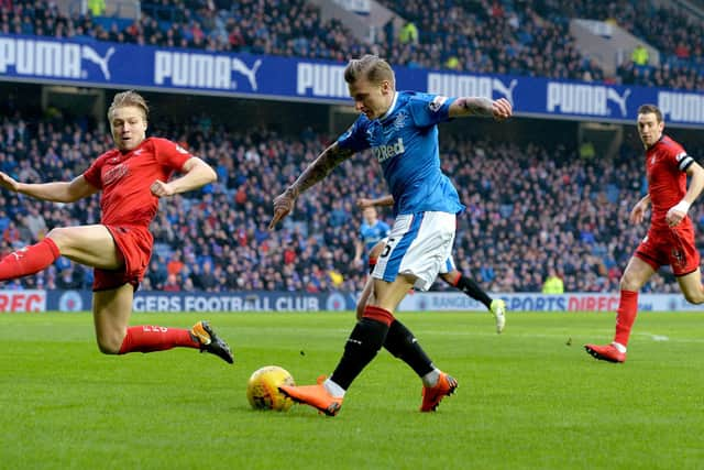 On loan at Rangers and scoring a hat-trick against Falkirk.