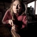 Eve Eunson 'on the tools' in the workshop making a Fair Isle Chair. PIC: Eve Eunson.