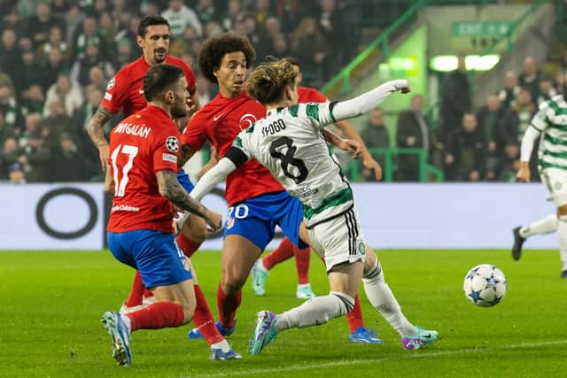 Celtic striker Kyogo Furuhashi's brilliant opener in the 2-2 draw with Atletico Madrid in Glasgow showed Brendan Rodgers men could hurt the Spaniards. Now they must be mindful of how they could be hurt by more than their hosts on Tuesday evening. (Photo by Craig Foy / SNS Group)