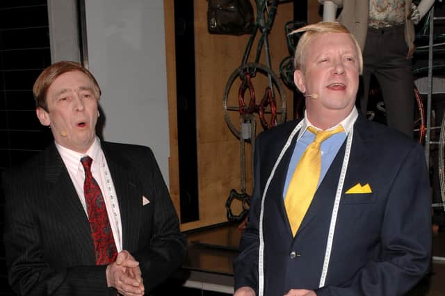 The "Suits, you, Sir" tailors Paul Whitehouse and Mark Williams will be out of work if the fad for casual and sportswear continues beyond lockdown