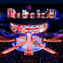 A BBC handout CGI of a representation of the staging for the forthcoming Coronation Concert which will be broadcast live from the grounds of Windsor Castle on BBC One, BBC iPlayer, BBC Radio 2 and BBC Sounds on Sunday May 7 from 8pm.