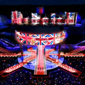 A BBC handout CGI of a representation of the staging for the forthcoming Coronation Concert which will be broadcast live from the grounds of Windsor Castle on BBC One, BBC iPlayer, BBC Radio 2 and BBC Sounds on Sunday May 7 from 8pm.