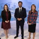 STV's Political Editor Colin Mackay with the three SNP leadership candidates - Kate Forbes, Humza Yousaf and Ash Regan