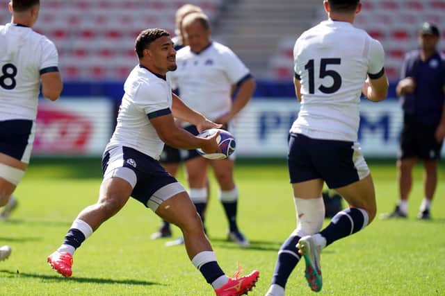 Scotland's Sione Tuipulotu trains at the Stade de Nice during the captain's run ahead of the Rugby World Cup Pool B match against Tonga.  (Picture: Adam Davy/PA Wire)