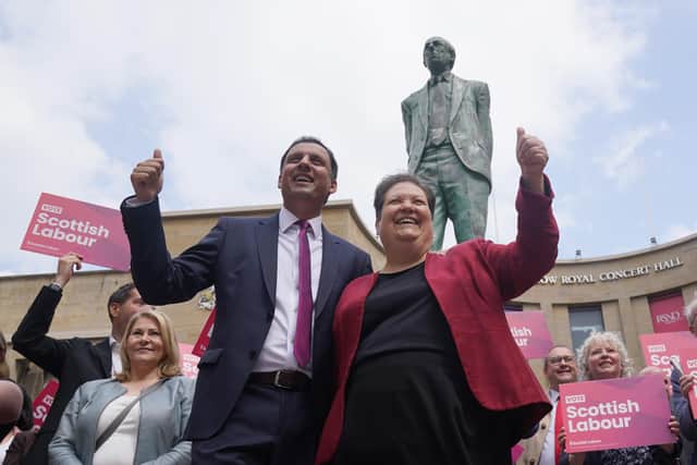Scottish Labour leader Anas Sarwar alongside deputy leader Jackie Baillie (Photo by Andrew Milligan/PA Wire)