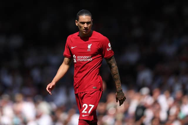 Liverpool have completed the signing of Darwin Nunez from Benfica for a club-record fee of £85m, with the Uruguay striker signing a six-year contract. (Photo by Julian Finney/Getty Images)