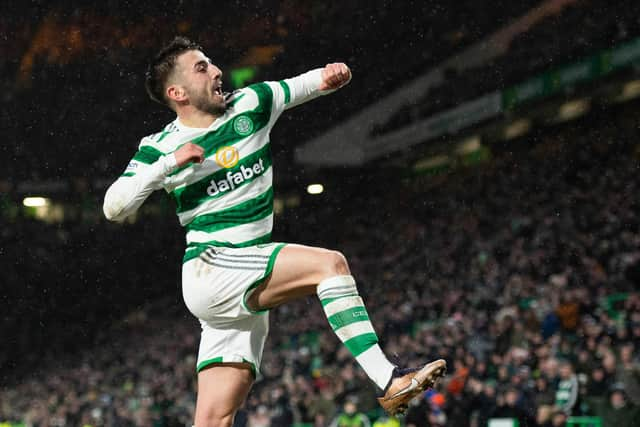 Greg Taylor celebrates scoring Celtic's opener in the 3-0 win over Livingston. (Photo by Ross MacDonald / SNS Group)