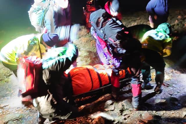 Members of Moffat Mountain Rescue Team and the Scottish Ambulance Service assisted with the rescue at Tinto Hill picture: Moffat Mountain Rescue Team