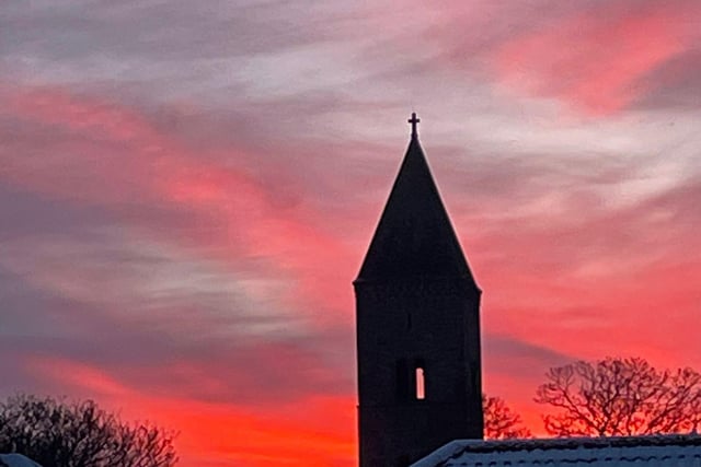 Many residents woke up to a glorious sunrise following a light dusting of snow