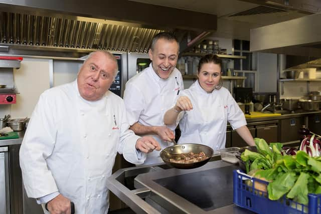 Albert Roux and son Michel Roux with granddaughter Emily, in 2016.