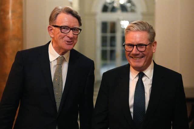 Peter Mandelson, who has lost his position as Britain's Ambassador to the United States, and Prime Minister Sir Keir Starmer in happier times. Picture: Carl Court/Pool/AFP/Getty Images