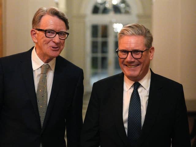 Peter Mandelson, who has lost his position as Britain's Ambassador to the United States, and Prime Minister Sir Keir Starmer in happier times. Picture: Carl Court/Pool/AFP/Getty Images